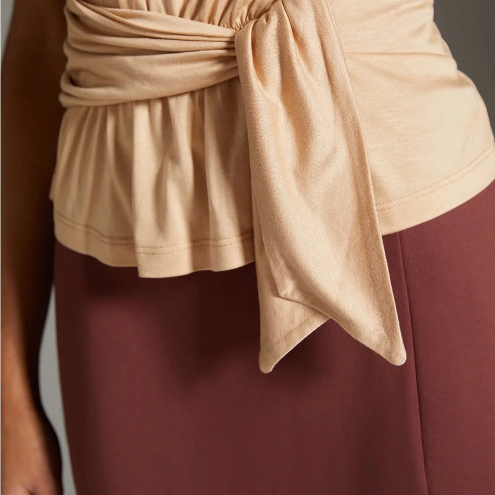 Anthropologie Draped Wrap Tan - Picture 2 of 5